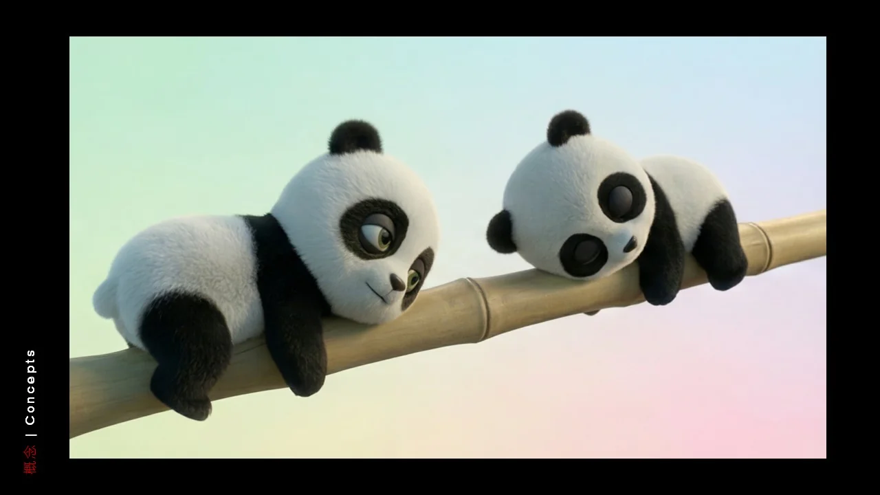 Dongfeng/Huawei · Panda — Panda — Bamboo perch — paired characters