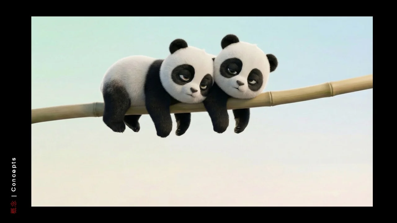 Dongfeng/Huawei · Panda — Panda — Bamboo perch — paired front view