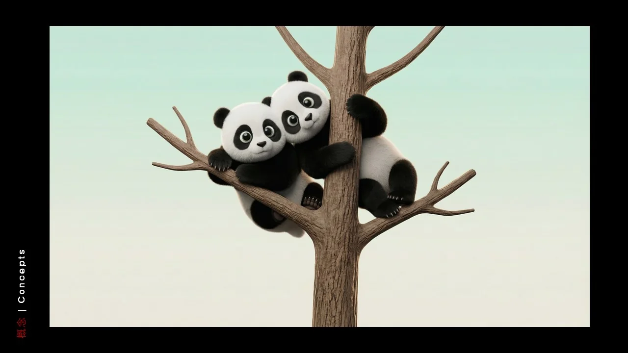 Dongfeng/Huawei · Panda — Panda — Tree-climbing — paired pose