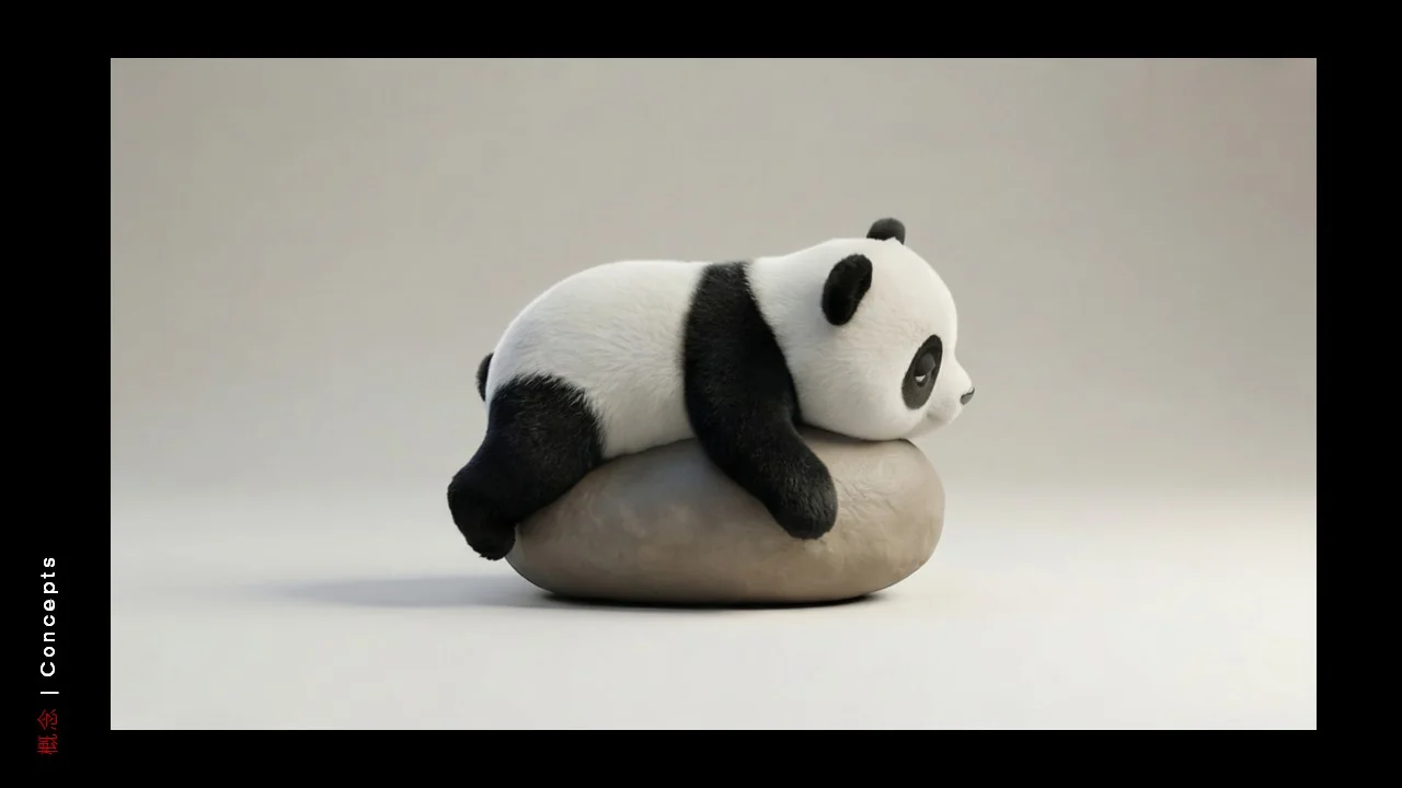 Dongfeng/Huawei · Panda — Panda — Seated embrace — side view