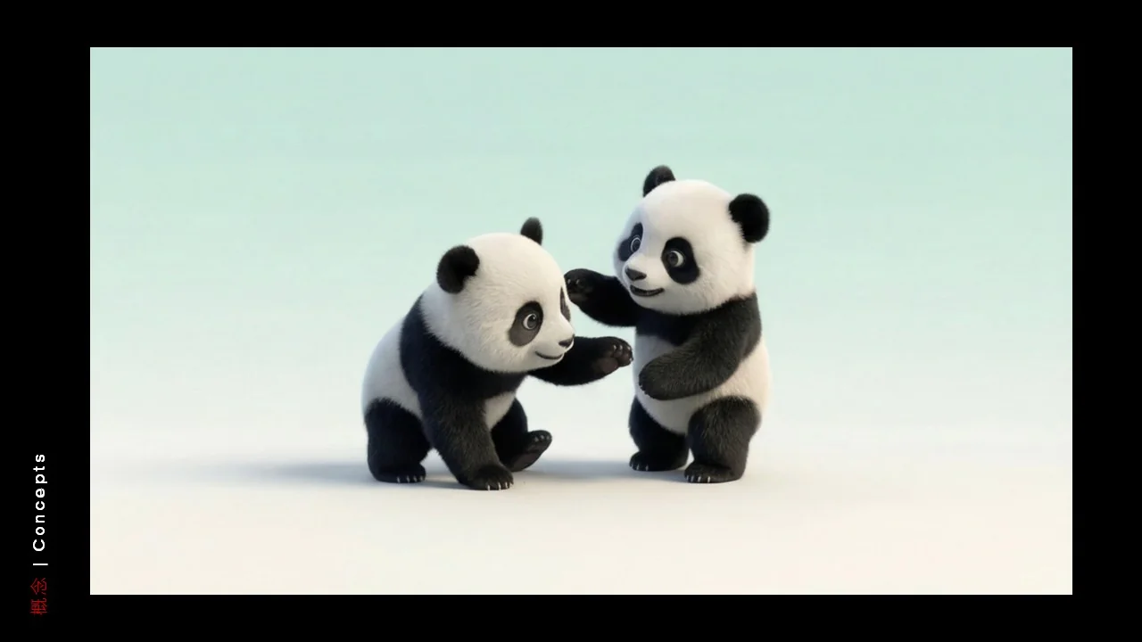 Dongfeng/Huawei · Panda — Panda — Paired play — standing pose
