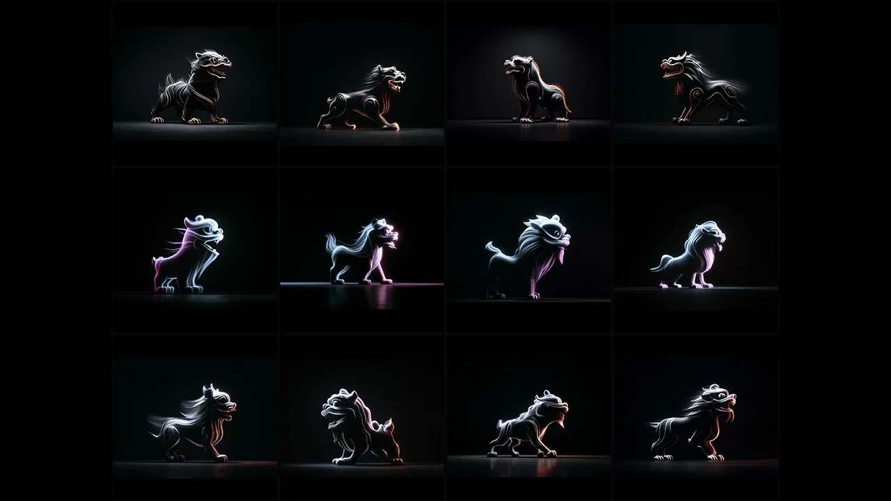 M-HERO Model B — Lion — dark projection exploration