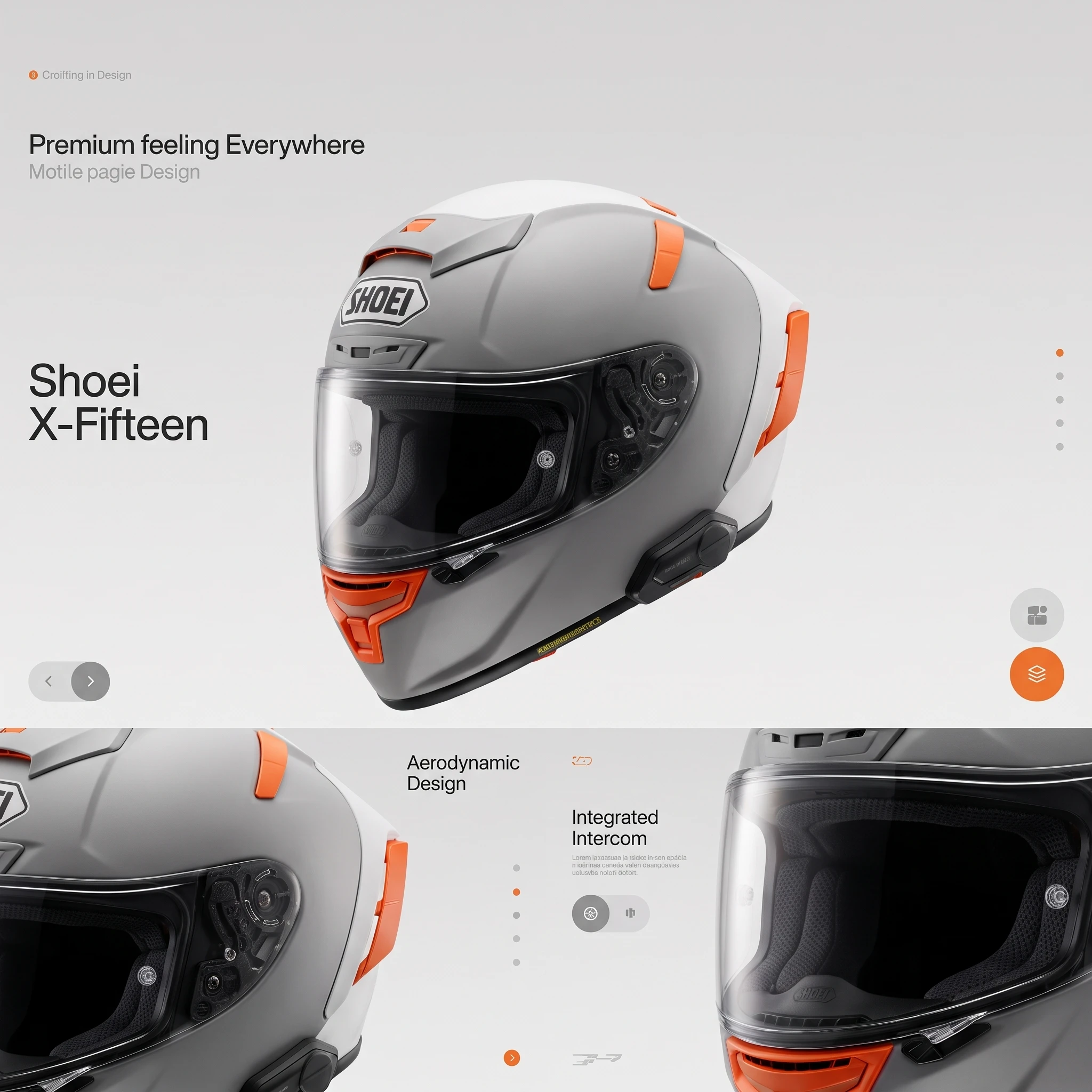 Silver helmet with orange material accents from an independent visual study