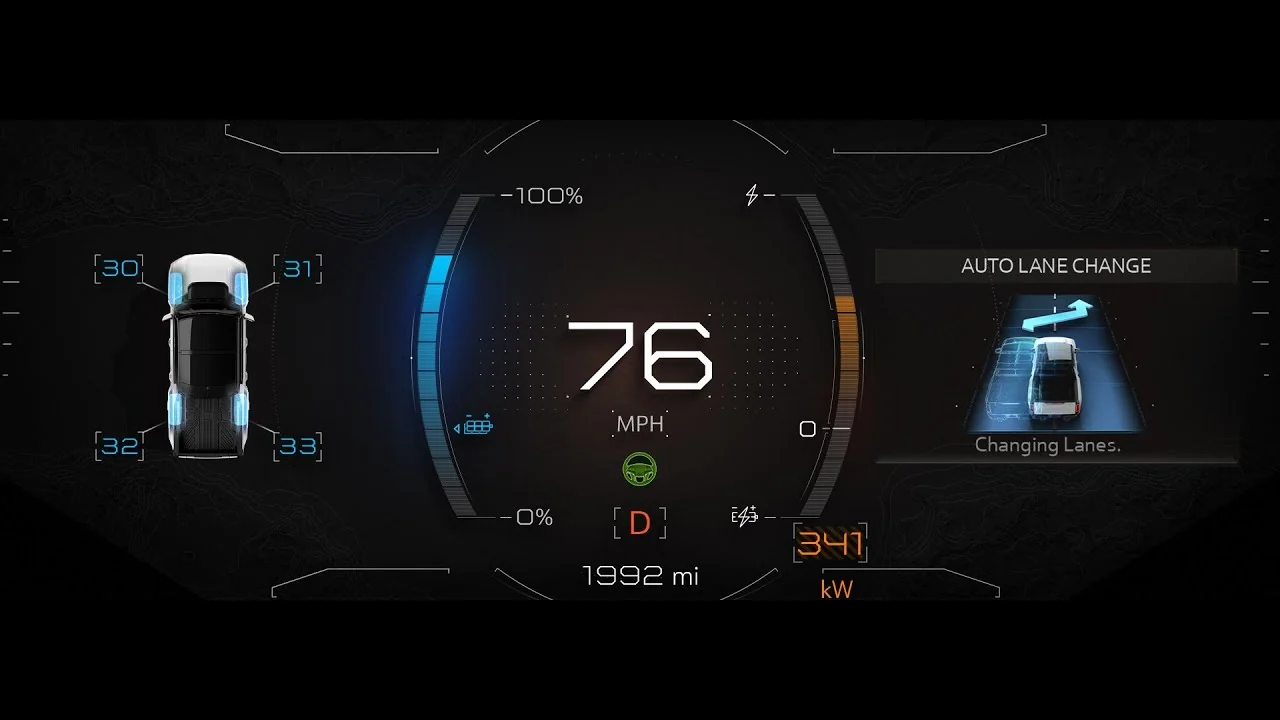 HUMMER EV — automatic lane change display
