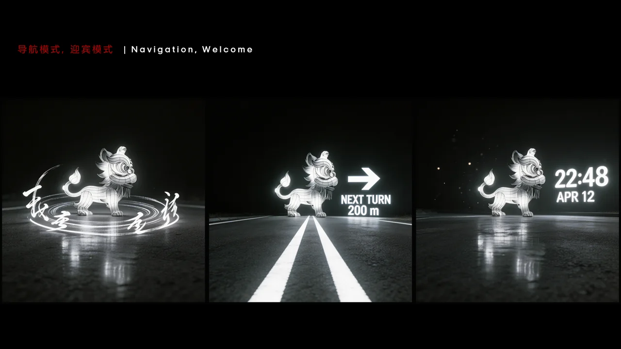 Model B — Lion — navigation and welcome projection